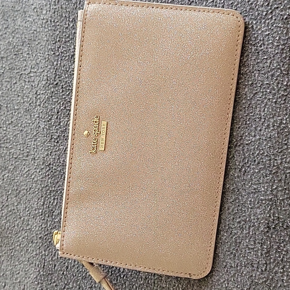 Kate Spade glitter wristlet in a silver/champagne color, excellent condition - Picture 1 of 10